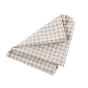 One grey plaid napkin isolated on white